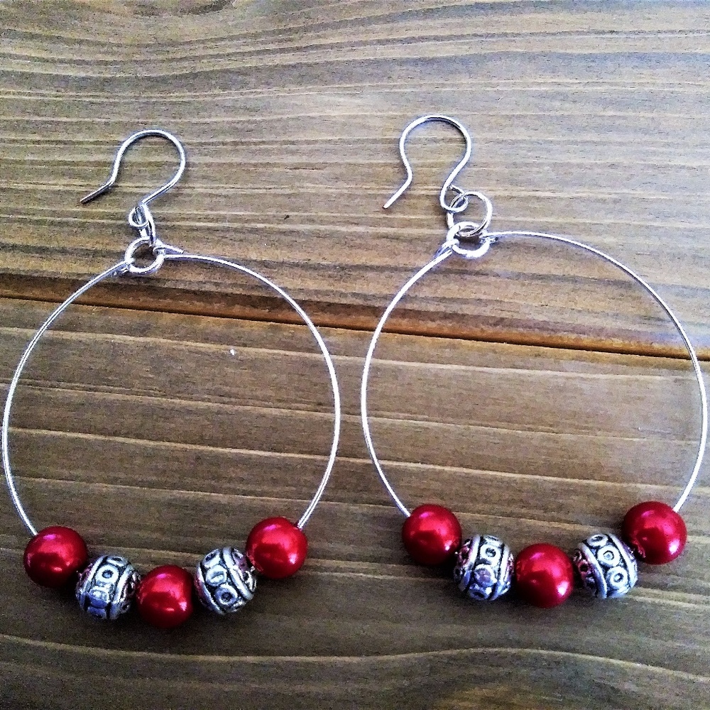 3 for $49 NEW Silver Hoop Earrings - Picture 2 of 2